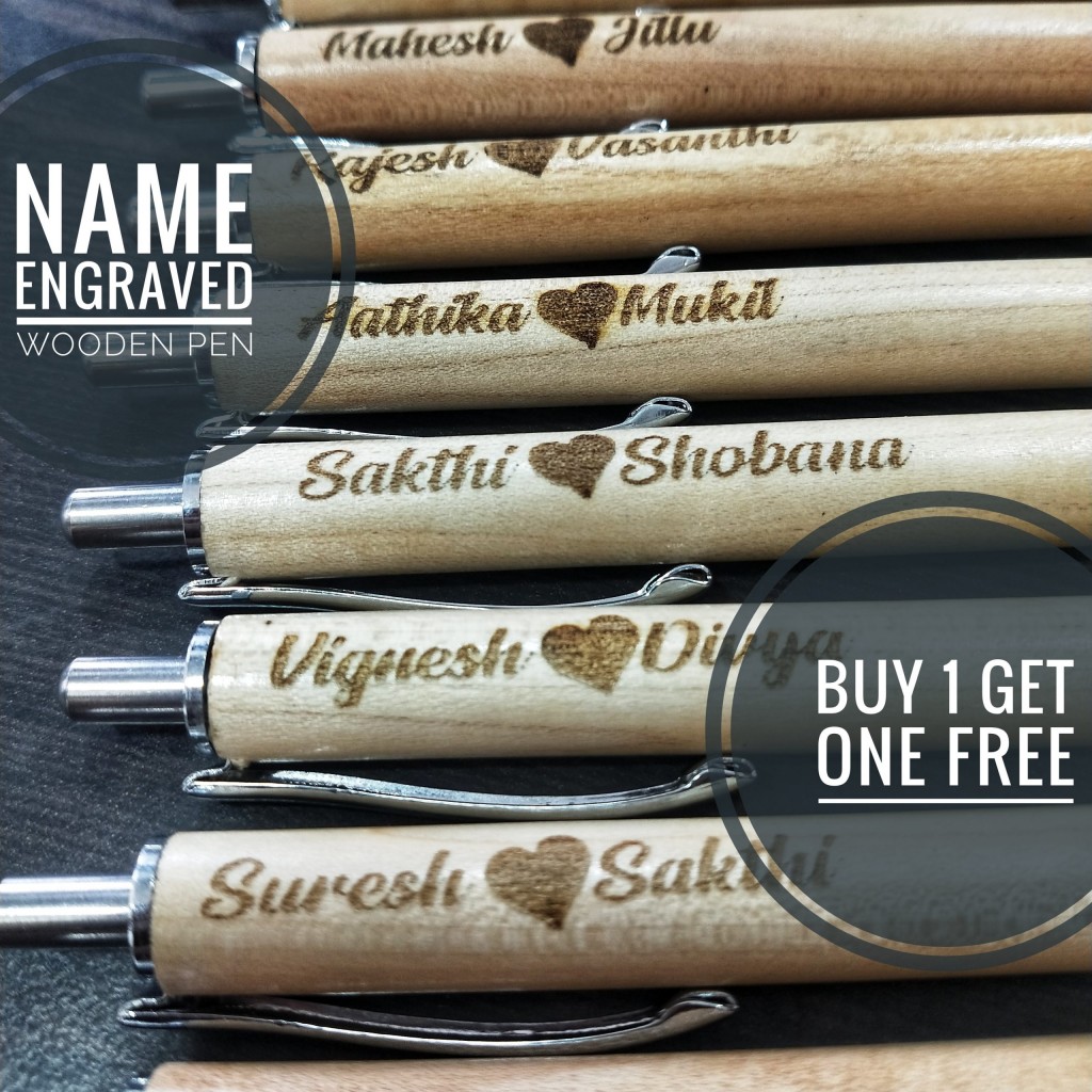 Buy 1 Get 1 Free Wooden Pen with Customized Name Engraving - Season Bazaar